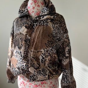 Vintage Cheetah Animal Print Bomber Jacket